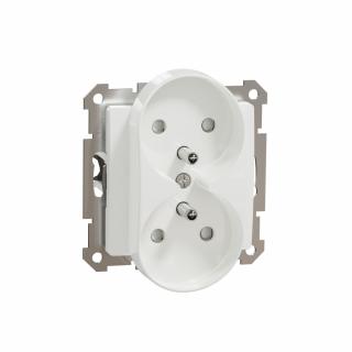 SCHNEIDER ELECTRIC - GNIAZDO PODWÓJNE Z UZIEMIENIEM 2X2P+Z Z PRZESŁONAMI BIAŁY SEDNA DESIGN - SDD111275