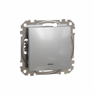 SCHNEIDER ELECTRIC - Łącznik 1-biegunowy z podświetleniem, srebrne aluminium Sedna Design - SDD113101L