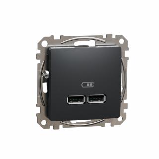 SCHNEIDER ELECTRIC - Sedna Design, Gniazdo ładowania USB A+A 2,1A, czarny antracyt - SDD114401