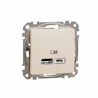 SCHNEIDER ELECTRIC - Sedna Design, Gniazdo ładowania USB A+C 2,4A, beżowe - SDD112402