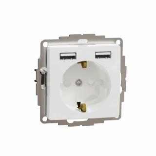 SCHNEIDER ELECTRIC - Sedna Design, Gniazdo schuko z USB A+A 2,4A, białe - SDD111052