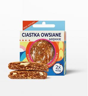 CIASTKA OWSIANE MIĘKKIE KOKOS I ORZECHY NERKOWCA BEZ DODATKU CUKRU BEZGLUTENOWE (2 x 40 g) 80 g - LAVICA