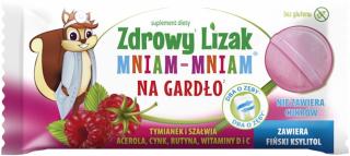 LIZAK O SMAKU MALINOWYM NA GARDŁO BEZGLUTENOWY 6 g - MNIAM MNIAM STARPHARMA