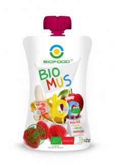 MUS MALINOWO - BANANOWO - JABŁKOWY BEZGLUTENOWY BIO 90 g - BIO FOOD