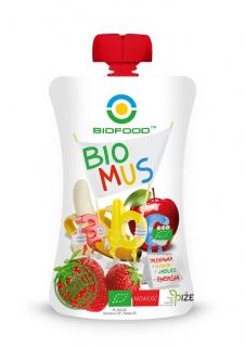 MUS TRUSKAWKOWO - BANANOWO - JABŁKOWY BEZGLUTENOWY BIO 90 g - BIO FOOD