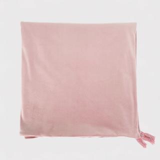 Kocyk welurowy cieplutki podwójny z chwościkami różowy