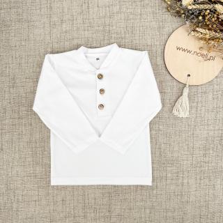 Koszula białe długi rekawek ze stójką i guziczkami