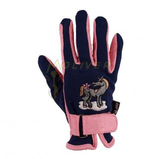 Rękawiczki dziecięce FairPlay Pony Club granatowo-różowe