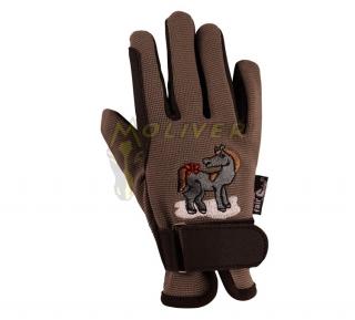 Rękawiczki dziecięce FairPlay Pony Club szaro-brązowe