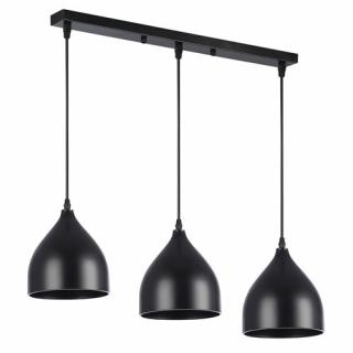 Lampa wisząca 3xE27 Gueno listwa z czarnymi kloszami