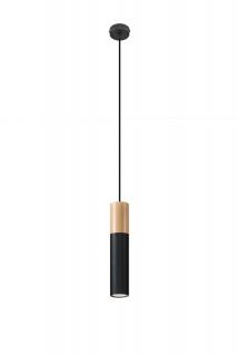Lampa wisząca PABLO naturalne drewno 1xGU10 czarna