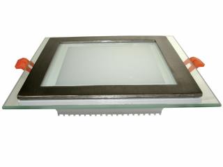Panel LED 12W kwadrat szklany z metalową ramką - biała ciepła
