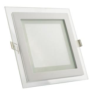 Panel LED 16W kwadrat, podtynkowy, szklany GLASS - b. dzienna