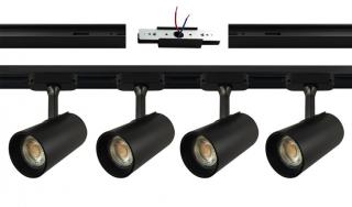 Szyna 2m plus 4x reflektor LED GU10 60x115mm czarny