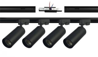 Szyna 2m plus 4x reflektor LED GU10 60x144mm czarny