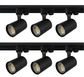 Szyna 2m plus 6x reflektor LED GU10 55x80mm czarny