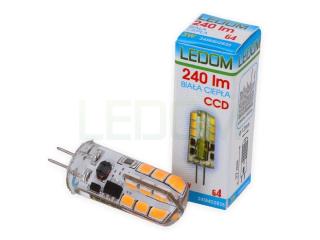 Żarówka LED G4 3W 240lm 12V AC/DC silikon CCD LEDOM - b. ciepła