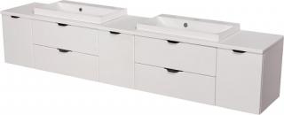 Biała matowa szafka łazienkowa z dwiema umywalkami 210 cm Liv Victa ✖️AUTORYZOWANY DYSTRYBUTOR✖️