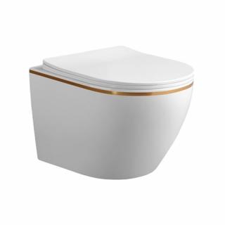 Biała miska wc wisząca złoty rant Mizu Rimless 4.0 MIZU-WH-GL-RIM-03 Hydrosan _________WYSYŁKA 24H__________