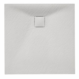 Biały brodzik prysznicowy kwadratowy o strukturze kamienia 80x80 cm Riko Hydrosan