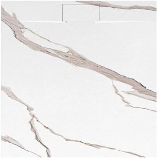 Brodzik kwadratowy biały struktura kamienia smc 90x90 Bazalt Carrara White Rea _________________RABAT_10%_W_SKLEPIE_________________