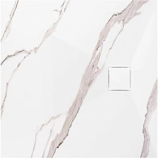 Brodzik kwadratowy biały struktura kamienia smc 90x90 Magnum Carrara White Rea _________________RABAT_10%_W_SKLEPIE_________________