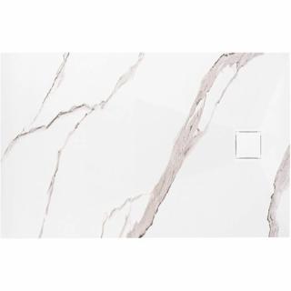 Brodzik prostokątny biały struktura kamienia smc 100x80 Magnum Carrara White Rea _________________RABAT_10%_W_SKLEPIE_________________