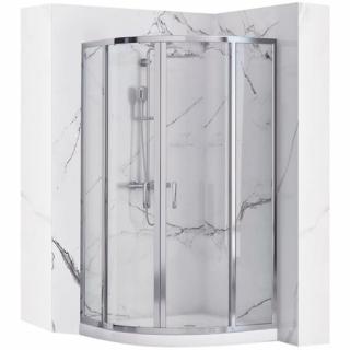 Chromowana asymetryczna kabina prysznicowa rozsuwana 100x80 cm Look Rea _________________RABAT_10%_W_SKLEPIE_________________