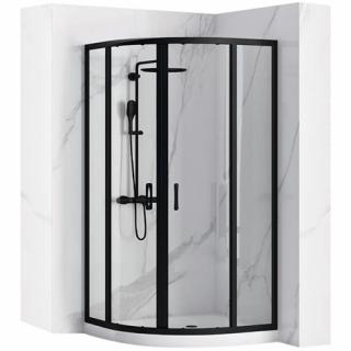 Czarna asymetryczna kabina prysznicowa rozsuwana 100x80 cm Look Rea Black _________________RABAT_10%_W_SKLEPIE_________________