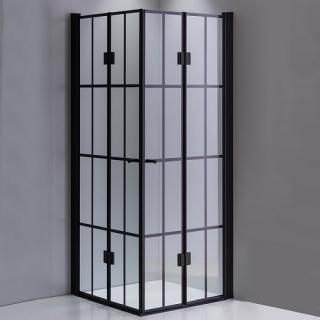 Czarna kabina prysznicowa kwadratowa loft szprosy drzwi składane 100x100 BS08C ✖️AUTORYZOWANY DYSTRYBUTOR✖️