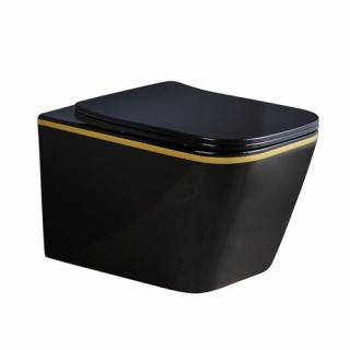 Czarna miska wc wisząca złoty rant Rimless 3.0 RAIN-BL-GL-RIM-03 Hydrosan _________WYSYŁKA 24H__________