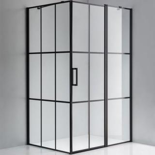 Czarna prostokątna kabina prysznicowa 100x80 drzwi uchylne BS02A ✖️AUTORYZOWANY DYSTRYBUTOR✖️
