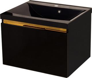 Czarna szafka z czarną umywalką złoty uchwyt 60 cm seria Diamond Gold Gante C ✖️AUTORYZOWANY DYSTRYBUTOR✖️