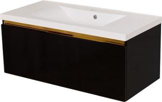 Czarna szafka z umywalką złoty uchwyt 100 cm seria Diamond Gold Gante C ✖️AUTORYZOWANY DYSTRYBUTOR✖️