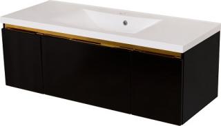 Czarna szafka z umywalką złoty uchwyt 120 cm seria Diamond Gold Gante C ✖️AUTORYZOWANY DYSTRYBUTOR✖️