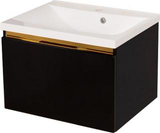 Czarna szafka z umywalką złoty uchwyt 60 cm seria Diamond Gold Gante C ✖️AUTORYZOWANY DYSTRYBUTOR✖️