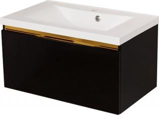 Czarna szafka z umywalką złoty uchwyt 80 cm seria Diamond Gold Gante C ✖️AUTORYZOWANY DYSTRYBUTOR✖️
