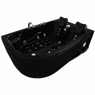 Czarna wanna z hydromasażem dwuosobowa Turbo+ 180x120 cm MO-1631B Prawa