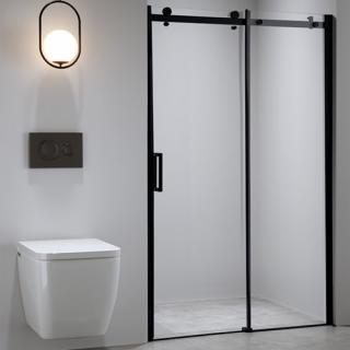 Czarne drzwi prysznicowe do wnęki 105-110 cm rozsuwane SH03CB szkło 8 mm AUTORYZOWANY DYSTRYBUTOR