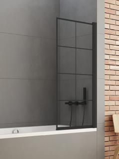 Czarny parawan nawannowy ruchomy szprosy 70x140 cm P-0047 New Soleo Black New Trendy _________________RABAT W_SKLEPIE_________________