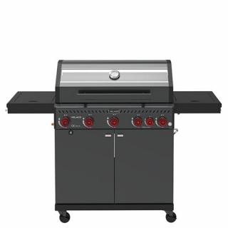 Grill gazowy ZEUS-D kolor czarny ruszt żeliwny moc 17,5 kW + pokrowiec + palnik boczny + LED
