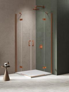Kabina prysznicowa drzwi podwójne kolor miedź szczotkowana 100x100 cm K-4662 New Trendy Nesta Copper Brushed _________________RABAT W_SKLEPIE_________________