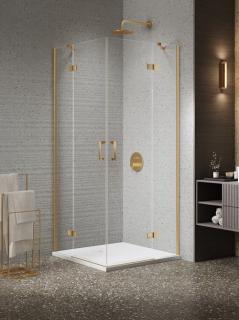 Kabina prysznicowa drzwi podwójne kolor złoto szczotkowane 100x100 cm K-4472 New Trendy Nesta Gold Brushed _________________RABAT W_SKLEPIE_________________
