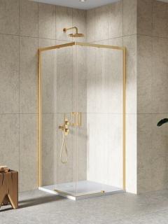 Kabina prysznicowa kwadratowa 80x80 złota szczotkowana D-0780A/D-0781A Prime New Trendy Gold Brushed _________________RABAT W_SKLEPIE_________________