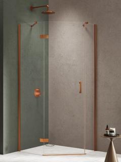 Kabina prysznicowa pięciokątna lewa drzwi uchylne kolor miedź szczotkowana 100x80 cm K-4687 New Trendy Nesta Copper Brushed _________________RABAT W_SKLEPIE_________________