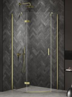Kabina prysznicowa pięciokątna lewa drzwi uchylne kolor złoto połysk 100x80 cm K-4587 New Trendy Nesta Light Gold _________________RABAT W_SKLEPIE_________________