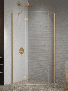 Kabina prysznicowa pięciokątna lewa drzwi uchylne kolor złoto szczotkowane 100x80 cm K-4487 New Trendy Nesta Gold Brushed _________________RABAT W_SKLEPIE_________________