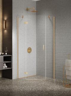 Kabina prysznicowa pięciokątna lewa drzwi uchylne kolor złoto szczotkowane 80x80 cm K-3799 New Trendy Nesta Gold Brushed _________________RABAT W_SKLEPIE_________________