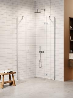 Kabina prysznicowa pięciokątna prawa drzwi uchylne kolor chrom 80x80 cm K-3686 New Trendy Nesta Chrome _________________RABAT W_SKLEPIE_________________