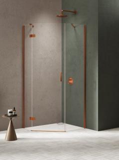 Kabina prysznicowa pięciokątna prawa drzwi uchylne kolor miedź szczotkowana 100x80 cm K-4689 New Trendy Nesta Copper Brushed _________________RABAT W_SKLEPIE_________________